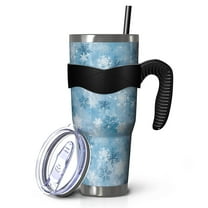 40oz Tumbler,Light Blue Christmas Snowflake Pattern Insulated Tumblers with Removable Handle,Stainless Steel Double Vacuum Coffee Tumbler Cup with Straw for Home,Office,Travel,Party