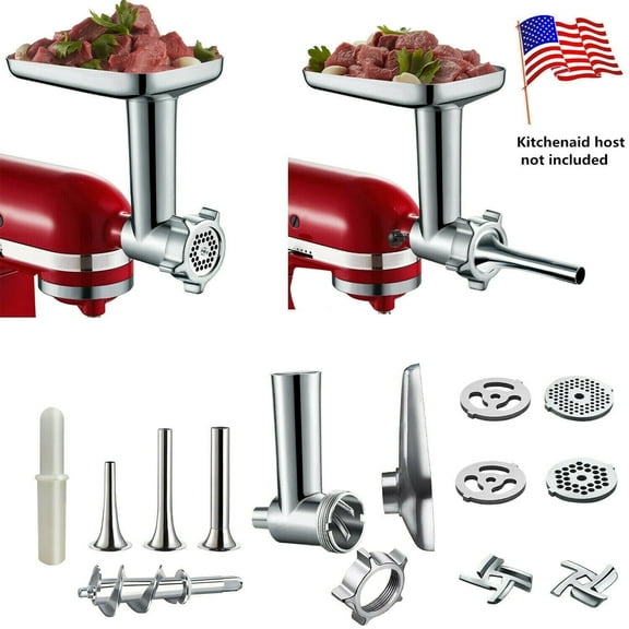 15pcs Meat Grinder Attachment for Kitchenaid Stand Mixer, Meat Grinder for KitchenAid, including 3 Sausage Stuffer Accessory, for Kitchen Aid Stand Mixer Easy to Use and Clean