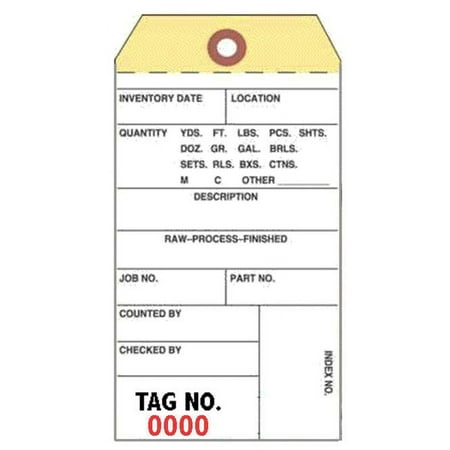 Inventory Tags, 3-Part NCR, Adh Strip, 3-1/8" x 6-1/4", Bx/500, No. 15000-15499