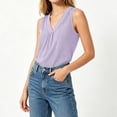 thumbnail image 7 of MORESEC Women Sleeveless V Neck Striped Pleated Tank Tops for Women Casual Basic Summer Beach Tee Shirts Vacation Fashion Clothes, Purple L, 7 of 7