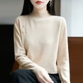 thumbnail image 6 of Outfmvch Turtleneck Sweater Women Long-sleeve Turtleneck Sweater Solid Color Loose Tops Basic Thermal Underwear Tops Basic Layering Knit Top Classic-fit Thermal Underwear for Womena3_beige L, 6 of 6