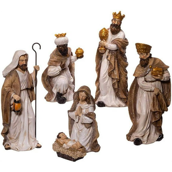 Kurt Adler 13-Inch Glittered Nativity, 6-Piece Set