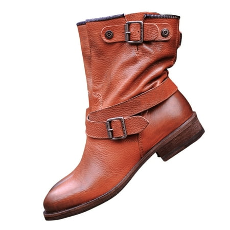 

Plus Size Ankle Boots for Womens US Wide Fit Low Block Heel Buckle Warm Fleece Winter Snow Shoes Cowboy Boots Motorcycle Boots Combat Boot Sale Clearance US Size 4 5 6 7 8 9