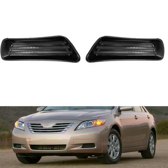 munirater LH & RH Bumper Fog Light Lamp Covers Inserts Panel For 2007-2009 Toyota Camry