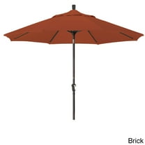California Umbrella 9' Sunset Series Patio Umbrella With Bronze Aluminum Pole Aluminum Ribs Auto Tilt Crank Lift With Pacifica Brick Fabric