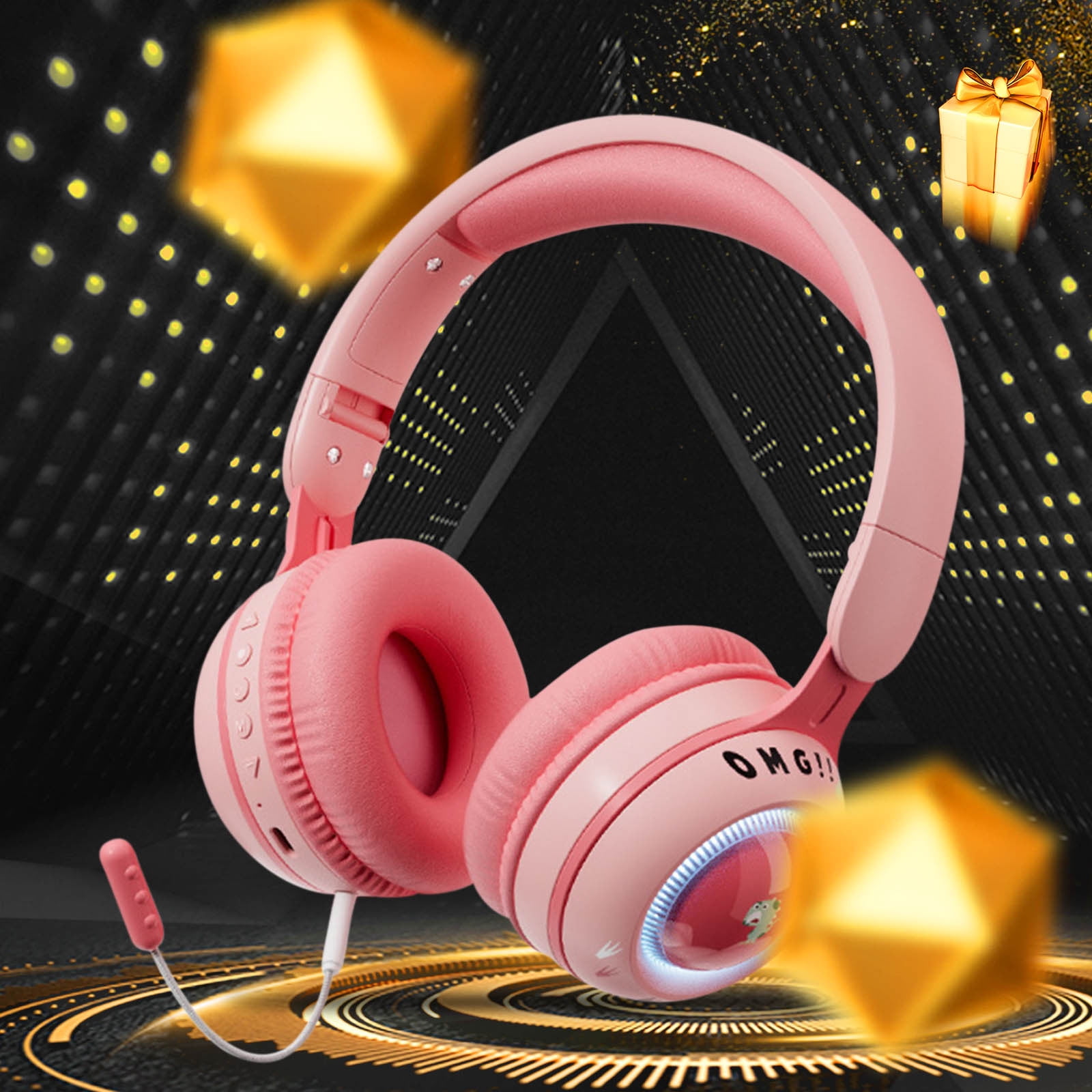 On-Ear Headphones Wired with Mic — Noise Isolating Plug in Headphones, Computer Headphones with Microphone, Headphones for Laptop, Headphones Corded, Headphones with Cord (Aux Jack 3.5mm) - Pink