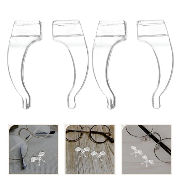 GJX 10 Pairs Eyeglass Ear Grip - Comfortable Anti-Slip Holder, Silicone Ear Hook, Eyeglass Temple Tips Sleeve Retainer for Glasses, Sunglasses, Clear