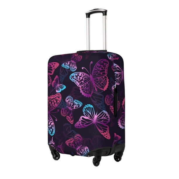 Balery Purple Butterfly Funda de equipaje, fundas para maletas, elástica, lavable, protector de maletas, compatible con maletas de 18 a 32 pulgadas-Large