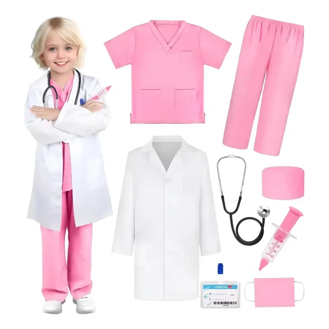 Disfraz De Doctor Niños Médico Doctora Disfraces accesorios,Verde,110 cm