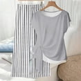thumbnail image 5 of HBGVBA Women 2 Piece Outfits,Casual Matching Set,Casual Loose Random Print Long Pants Back Short Sleeve Top Set, 5 of 5
