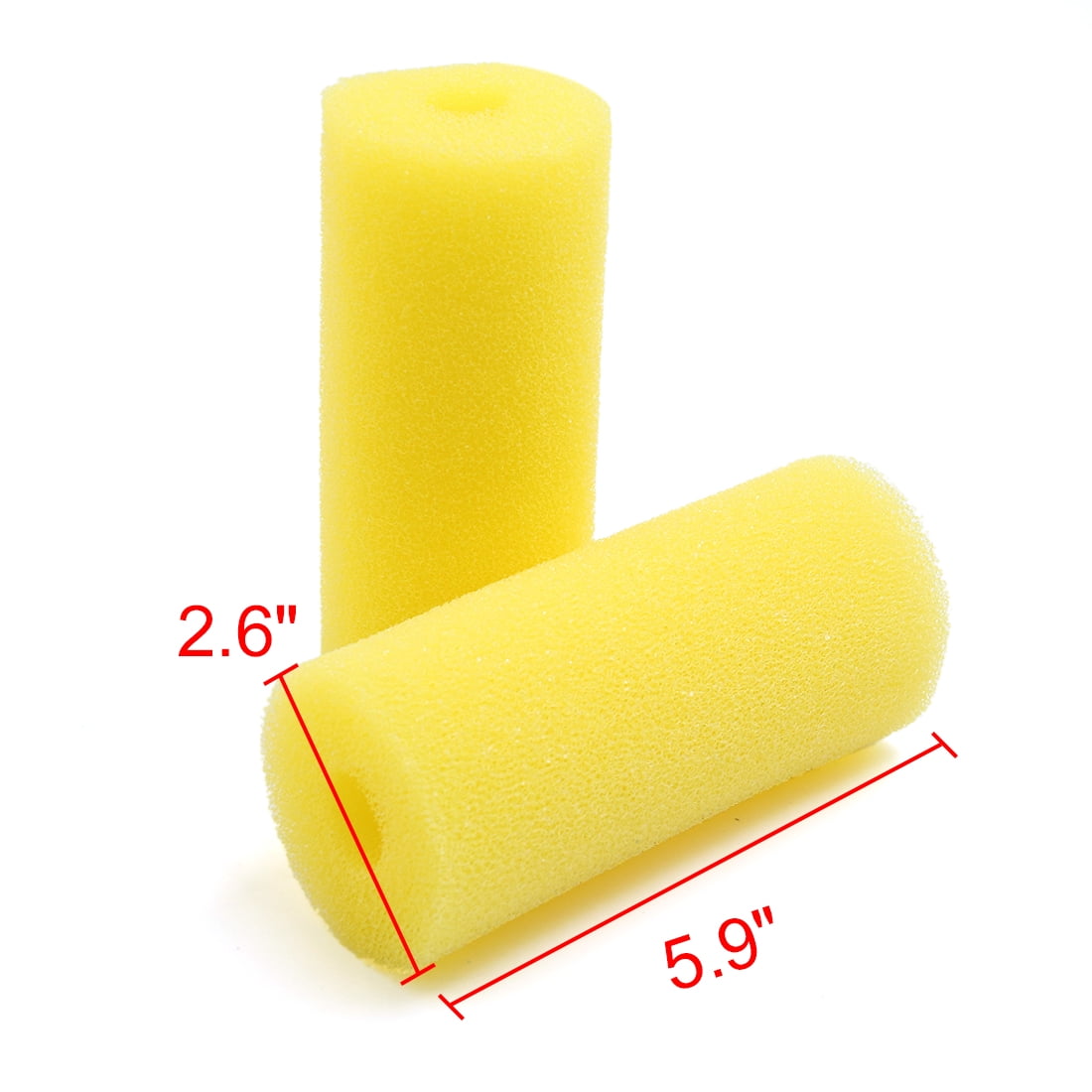 10pcs Yellow 2.6inch Dia Cylinder Aquarium Pre-Filter Sponge Filter Cartridges