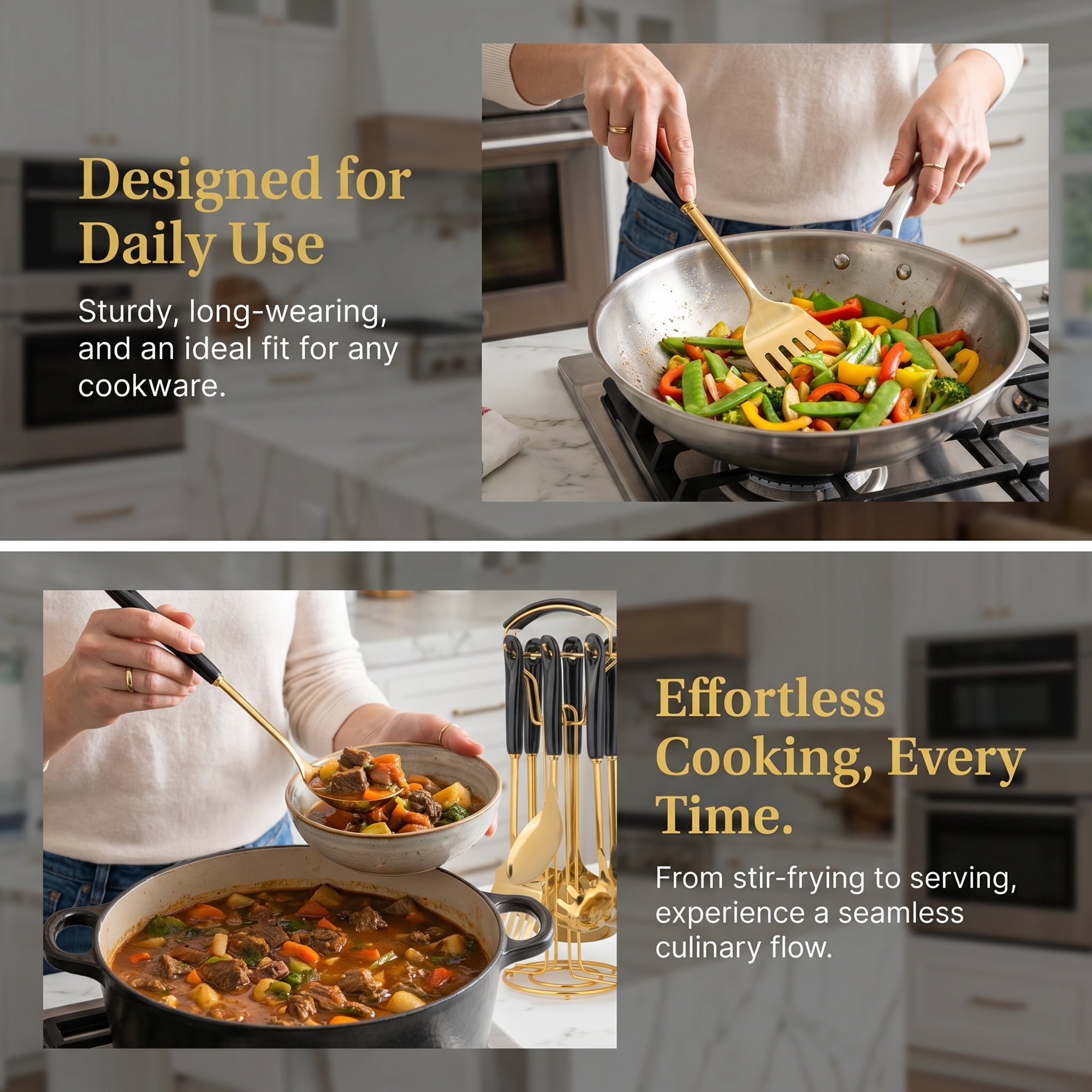 Unique Bargains Essential Kitchen Gadgets Cooking Utensil Set with Silicone Black A 7pcs