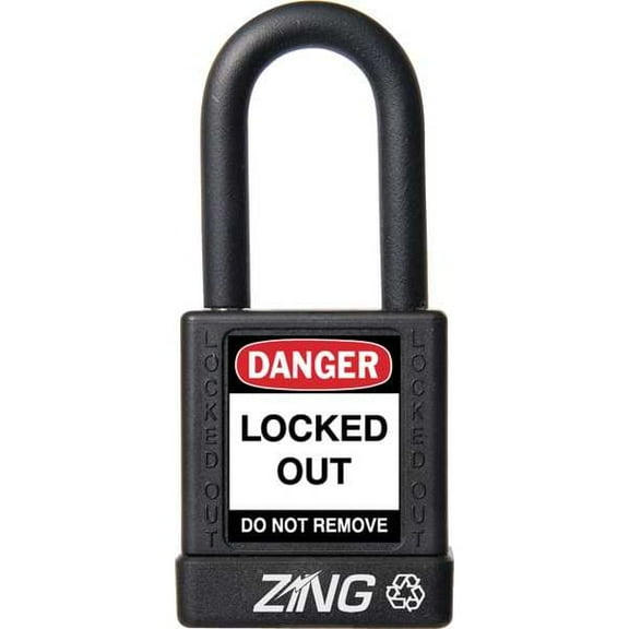 Zing Lockout Padlock,KD,Black,1-3/4"H 7036