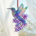 thumbnail image 4 of ZZkhGO Colorful Hummingbird Flower Suncatcher, Stained Glass Window Pendant, Vibrant Garden Hanging Decor for Home Wall Gift, 4 of 7