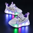 thumbnail image 2 of LYHaoo Girls Sneakers For Toddlers Light Up Walking Shoes Non Comfortable Breathable Casual Outdoor Play Shoes For Age 1 6 Sizes 12 Purple(Little Kid), 2 of 5