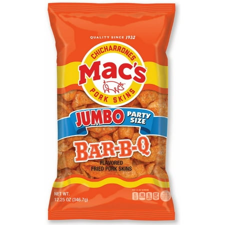 Mac's Pork Skins, Barbecue, Jumbo Size, 12.25 oz