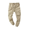 thumbnail image 2 of FOCUSNORM Men Solid Color Cargo Trousers, Loose Fit Drawstring Waist Long Pants, 2 of 10