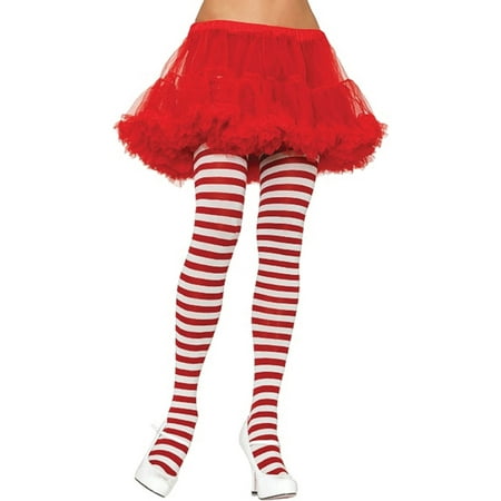 Cropped Stretch Tights - Morris Costumes Womens Stretch Striped Tights Red White One Size, Style UA900RD