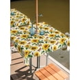 thumbnail image 2 of Outdoor Tablecloth with Umbrella Hole for Patio/Picnic/Party/Camping, Sunflowers Waterproof Table Cloth Square Cover Washable, Beige Botanical Yellow Florals Butterfly (60"x 60"), 2 of 8