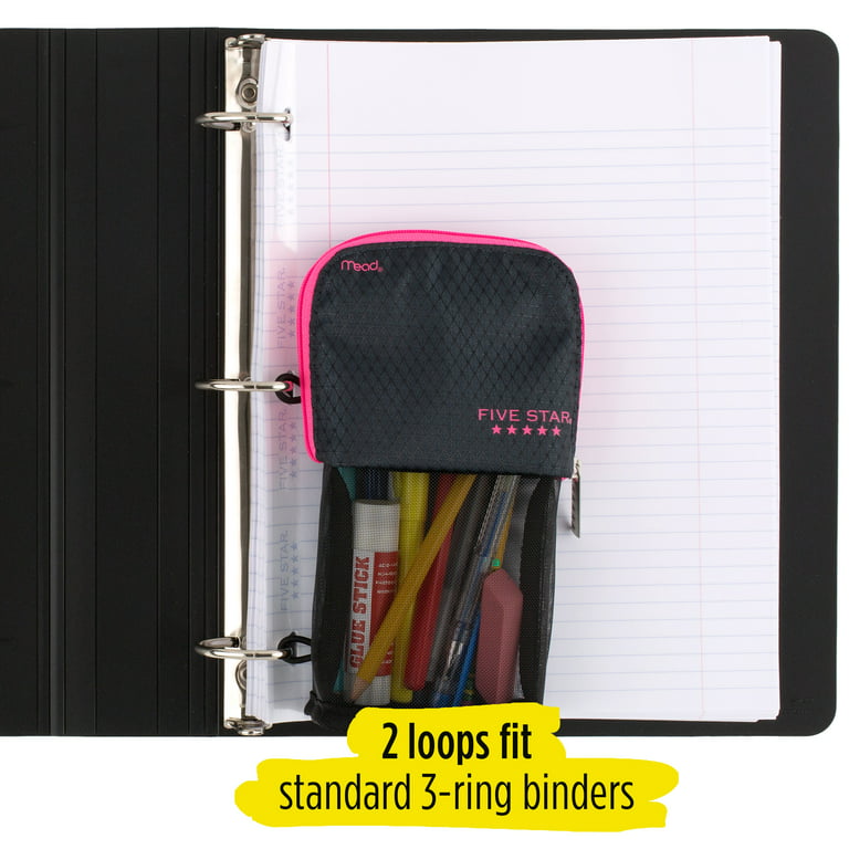Mead Five Star Stand 'N Store Pencil Pouch Case Fits 3 Ring Binder CHOOSE  COLOR
