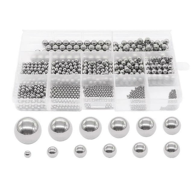 Surtido de 600 bolas de acero inoxidable de precisión de 12 tamaños (1-8 mm) para rodamientos de bicicleta.