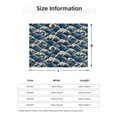 thumbnail image 5 of Goofa Japanese Water Wave Pattern Fleece Throw Blanket for Couch, Soft Checkered Flannel Blanket for Sofa, Warm Cozy Decorative Blanket Fall Decor Gift-40"x30", 5 of 6