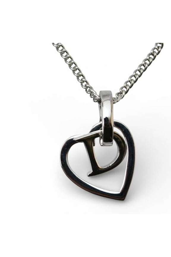 Pre-Owned Christian Dior necklace with D motif and heart in silver (Good)