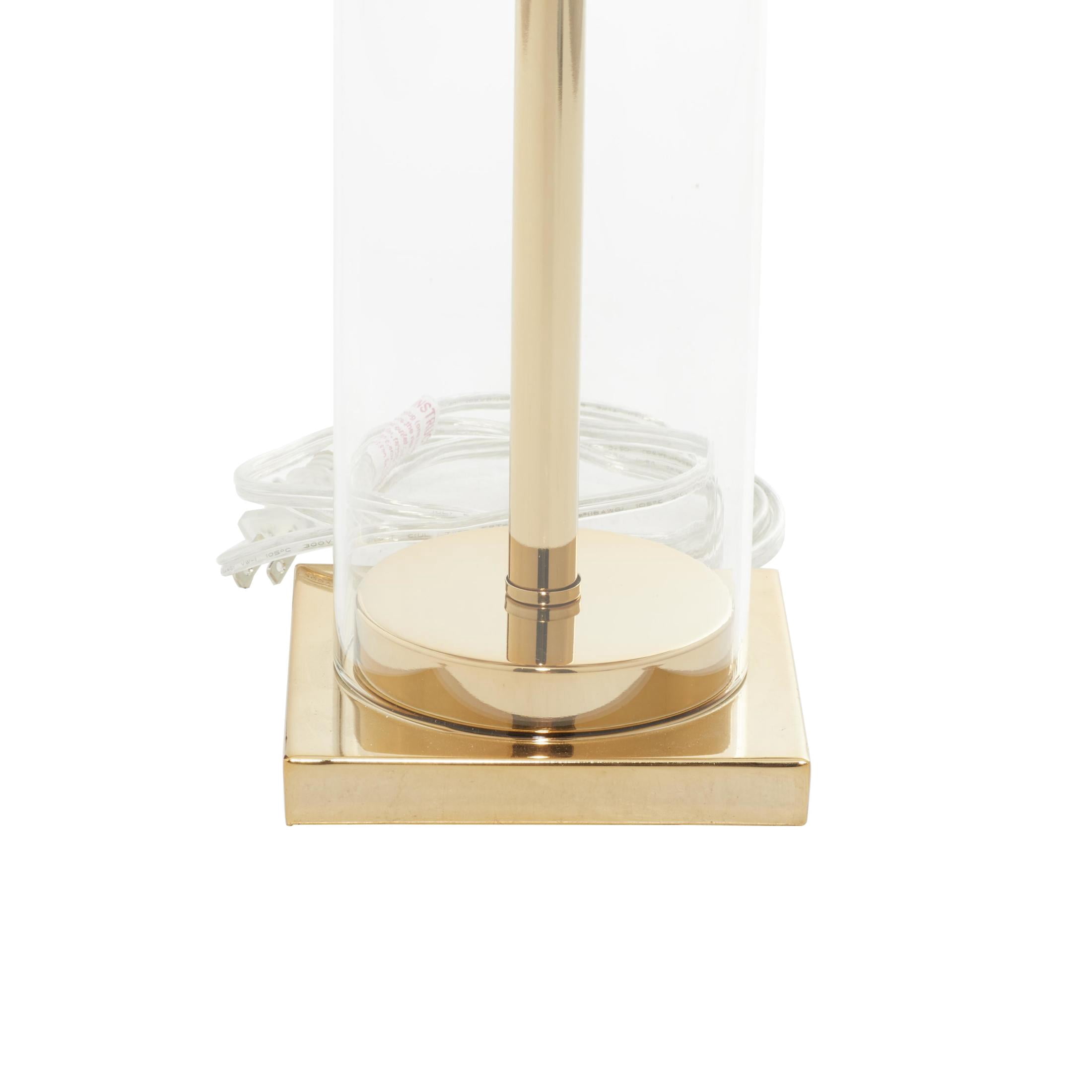 CosmoLiving by Cosmopolitan 24" Gold Table Lamp with White Linen Shade