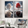 thumbnail image 1 of Designart "Silent Guardians White Tree" Trees Framed Wall Art Set Of 2 - White Landscapes Frame Gallery Set For Office Decor, 1 of 6