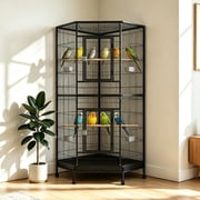 Pvpy Yvrd Large Bird Cage with Stand and Wheels, Spacious Metal Parrot Cage with Rolling Base, Removable Tray and Easy-Clean Design for Indoor Birds