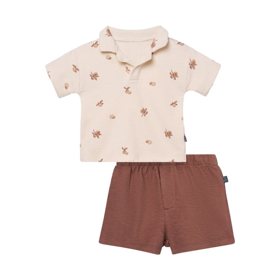 Modern Moments by Gerber Baby Boy Johnny Collar Shirt and Short Set, 2-Piece, Sizes 0/3 Months - 24 Months