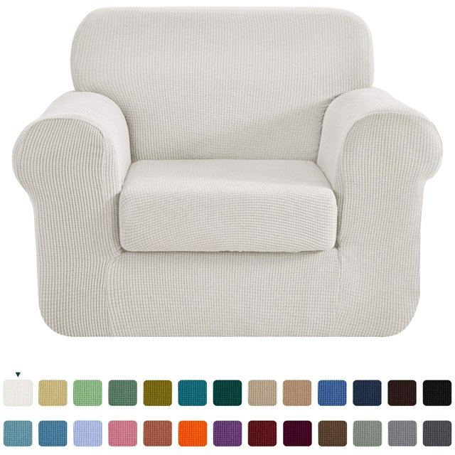 CHUN YI Stretch 2-Piece Checks Sofa Cover with Cushion Cover Slipcover