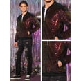 thumbnail image 5 of Unique Bargains Men's Sequin Zipper Long Sleeve Party Disco Shiny Bomber Jacket 2XL Multicolor, 5 of 6