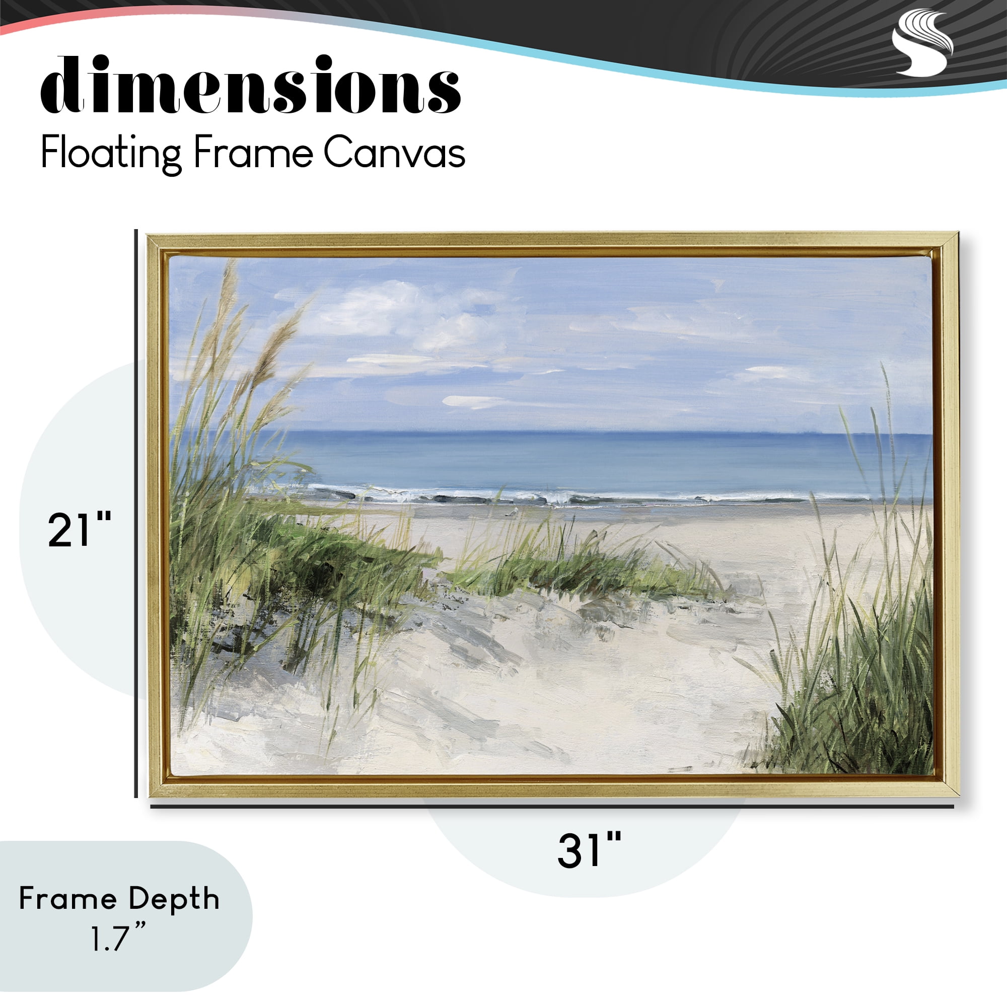 Stupell Industries Tall Grasses by Beach Coast Gold Framed Floater Canvas Wall Art, design by Sally Swatland