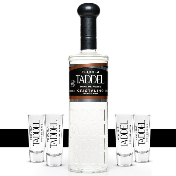 Tequila Taddel Cristalino 1L + 4 Tequileros