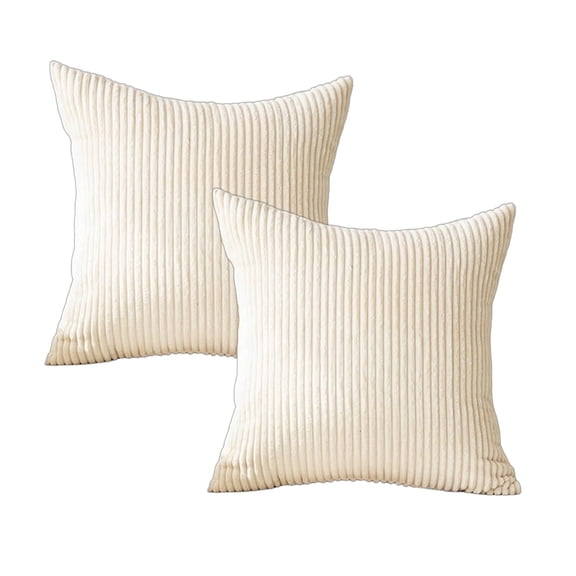 AUQ 2026 New 2Pcs Pillow Covers Breathable Moisture Wicking Soft Skin Friendly Fabric Throw Decorative Pillow Covers Machine Washable Square Cushion Case Off White