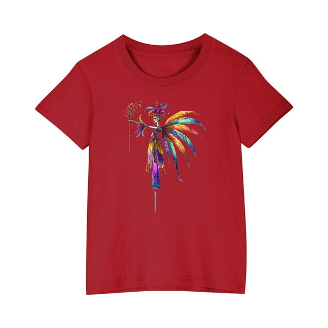 RXIRUCGD 2025 Vêtements d'Été pour Enfants T-shirt Imprimé Mode Mignon Col Rond Manches Courtes
