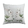 thumbnail image 2 of QuanTara Easter Spring Rabbit Flower Pillow Cover, 18x18in White Decorative Pillow Case, Nylon Spandex Cushion Cover for Sofa Bedroom, Holiday Home Decor Easter Gift, 2 of 6