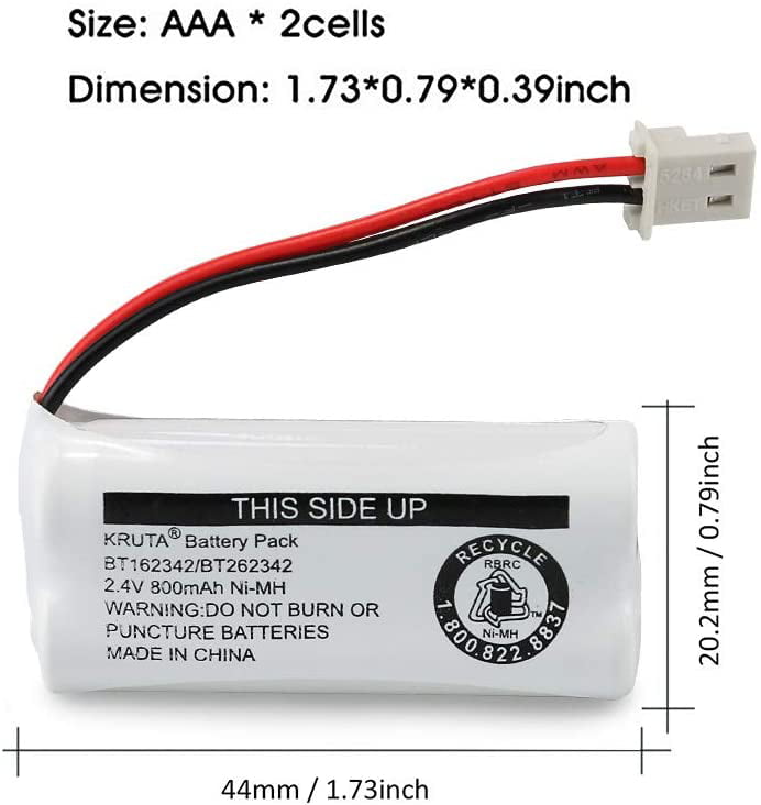 BT183342/BT283342 2.4V 800mAh Ni-MH Battery Pack Compatible with AT&T VTech ... 