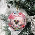 thumbnail image 3 of Hello Valentine’s Day Pug Flower Crown Romantic Pink Floral Ceramic Round Ornament Dog Lover Gifts Home Tree Decor - 00031, 3 of 5