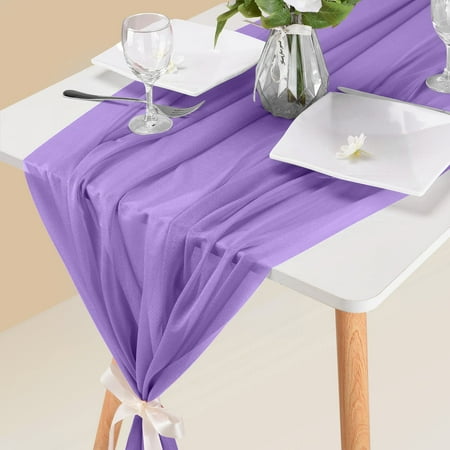 

NEGJ 10ft Chiffon Table Runner 29x120 Inches Blue Table Runner For Wedding Baby Girl Bridal Shower Decorations