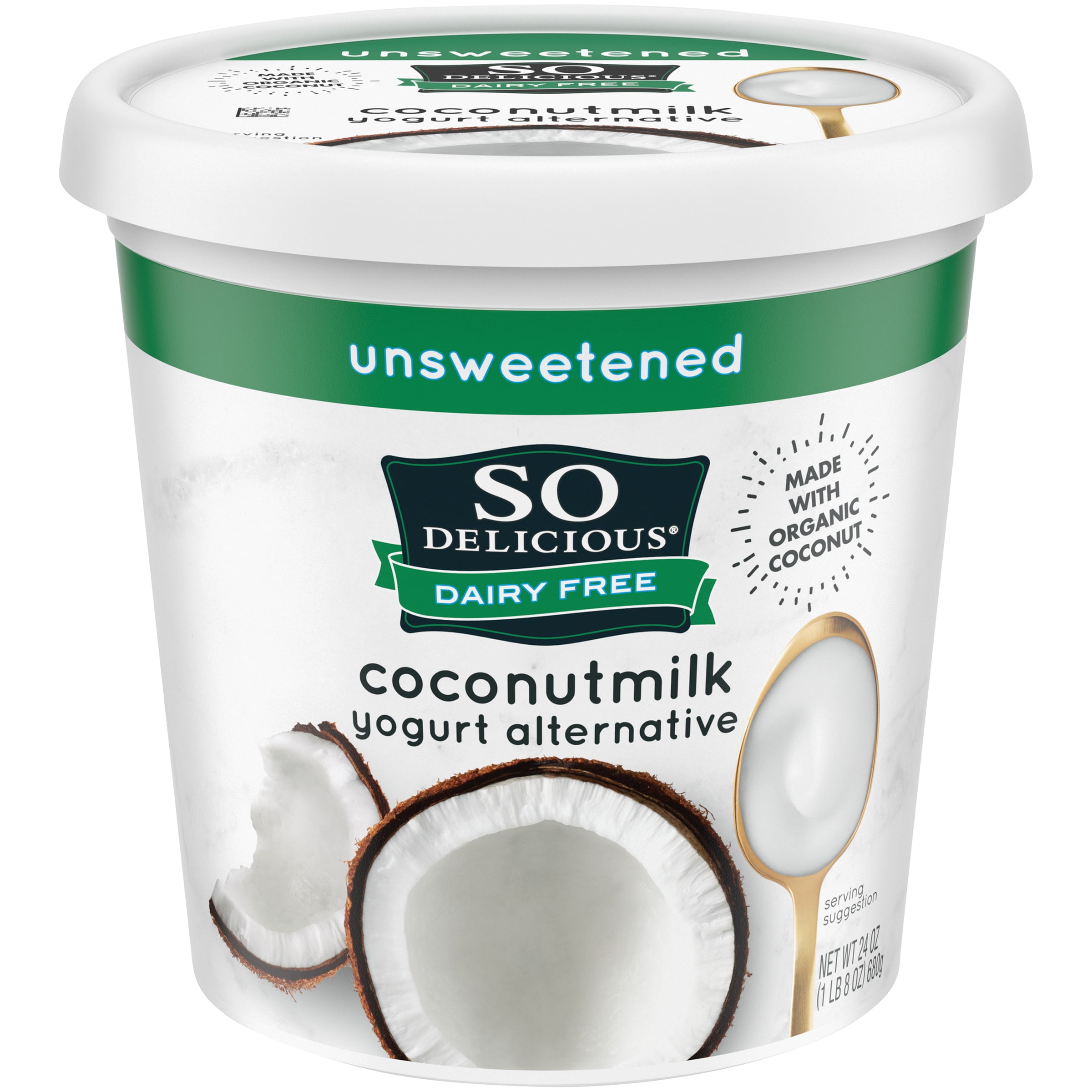 So Delicious Dairy Free Unsweetened Plain Coconut Milk Yogurt, 24 Oz. - Walmart.com
