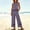 Purple, variant on Floleo Women's 2-Piece Linen Blend Outfit Set Sleeveless Lace Trim Top & Elastic Waist Wide Leg Pants Casual Summer Set for Beach Travel Daily Wear(Purple,3XL)