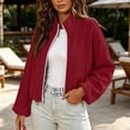 thumbnail image 6 of Warop Women Stand Collar Sweatshirt, Long Sleeve Zip Up Drawstring Short Pocket Pullover for Casual, 6 of 9