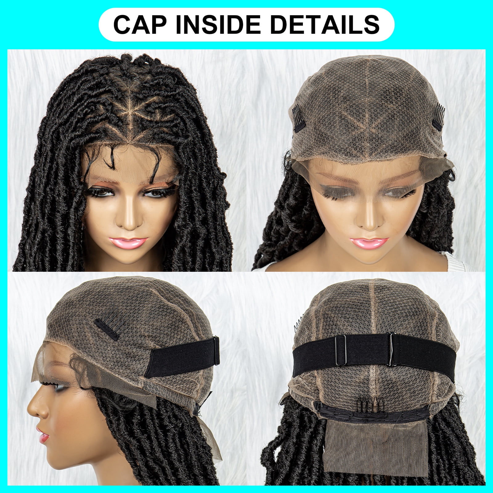 Full Lace Braided Wigs Synthetic Lace Wigs 34 Inches Handmade Braided Wigs Crochet Wigs Faus Locs Braided Wigs for Women (1B color)