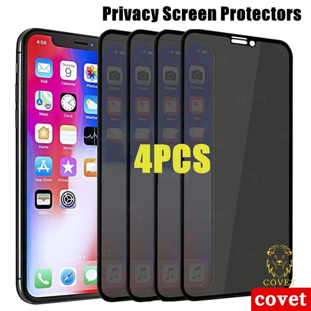4Pcs Antiespía Vidrio Templado Cubierta Completa Anti Espía Privacidad Protector De Pantalla Privado 2PACK Película De Teléfono De-compatible Para 14 13 12 11 Pro MAX X XS XR 6