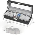 thumbnail image 2 of 6 Slot Leather Watch Box Display Case Organizer Glass Jewelry Storage Black, 2 of 6