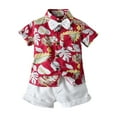 thumbnail image 2 of Kiplyki Kids Pants Boys Gentleman Bow Tie Floral Printed T-Shirt Tops+Shorts Outfits, 2 of 8