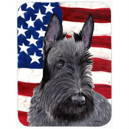 

USA American Flag with Scottish Terrier Glass Cutting Board - Large