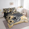 thumbnail image 3 of Manfei Rugby Ball Game 7 Pieces Bedding Comforter Set,Football Sport Theme Full Bedding Set,Brown Black Helmet Fitted Sheet Flat Sheet For Boys Teens,Super Cozy Room Decor Reversible, 3 of 8